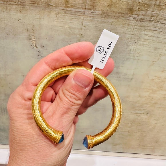 NWT Authentic Luxury Summer Spring Julie Vos Iridescent Charcoal Blue Hinge Cuff - Picture 8 of 17